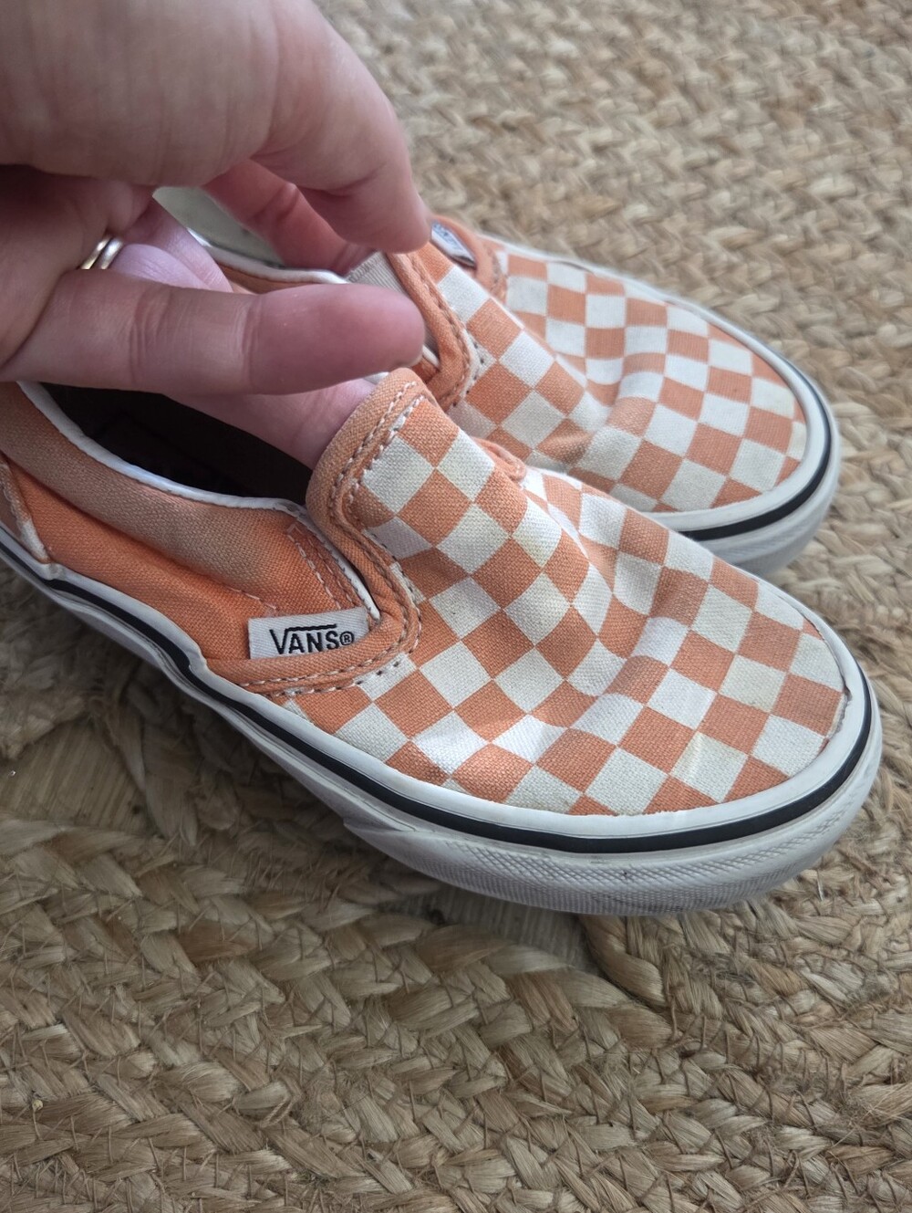 Vans Kids Slip-On Checkerboard Shoes - Orange/White Toddler Kid 11.5